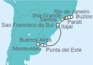 Itinerario del Crucero Uruguay, Brasil - Oceania Cruises