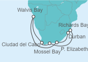 Itinerario del Crucero Namibia, Sudáfrica - Oceania Cruises