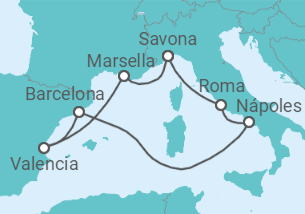 Itinerario del Crucero Italia, España, Francia - Costa Cruceros