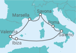 Itinerario del Crucero Francia, Italia, España - Costa Cruceros