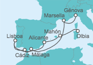 Itinerario del Crucero Francia, España, Portugal TI - MSC Cruceros