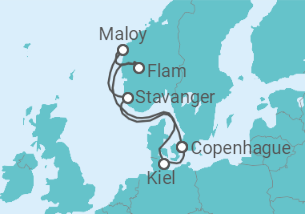 Itinerario del Crucero Tierra de los Vikingos - Costa Cruceros