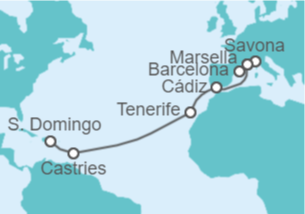Itinerario del Crucero Rumbo a Santo Domingo - Costa Cruceros