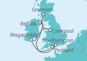 Itinerario del Crucero Reino Unido - Disney Cruise Line