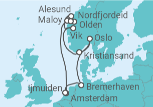Itinerario del Crucero Fiordos Noruegos - Costa Cruceros