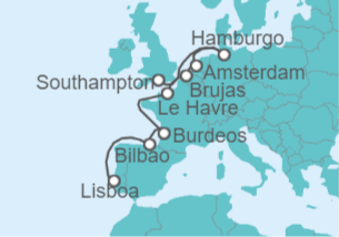 Itinerario del Crucero España, Francia, Bélgica, Holanda, Alemania - NCL Norwegian Cruise Line
