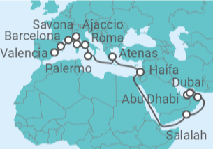 Itinerario del Crucero Desde Barcelona a Dubái (EAU) - Costa Cruceros