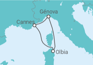 Itinerario del Crucero Italia, Francia TI - MSC Cruceros