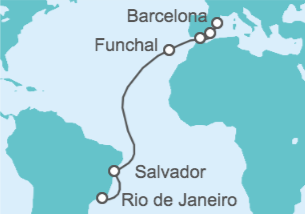 Itinerario del Crucero España, Portugal, Brasil TI - MSC Cruceros