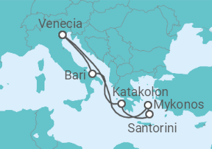 Itinerario del Crucero Italia, Grecia - Costa Cruceros