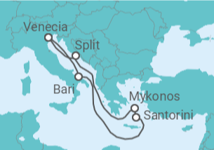 Itinerario del Crucero Croacia, Grecia, Italia - MSC Cruceros