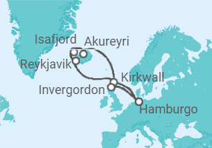 Itinerario del Crucero Reino Unido, Islandia - MSC Cruceros