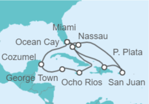 Itinerario del Crucero Bahamas, Puerto Rico, Estados Unidos (EE.UU.), Jamaica, Islas Caimán, México - MSC Cruceros
