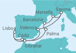 Itinerario del Crucero Gibraltar, España, Italia, Francia - Costa Cruceros