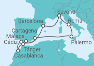 Itinerario del Crucero Italia, España, Marruecos - Costa Cruceros