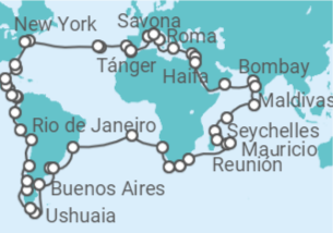 Itinerario del Crucero Vuelta al mundo 2023- Costa Cruceros - Costa Cruceros