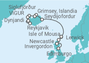 Itinerario del Crucero Desde Edimburgo, Escocia a Reykjavik (Islandia) - Seabourn