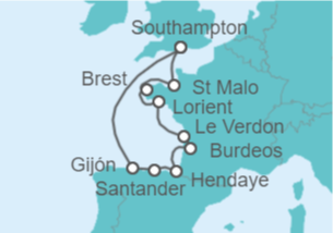 Itinerario del Crucero Francia y España - Regent Seven Seas