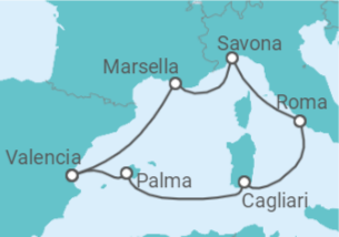 Itinerario del Crucero Italia, España, Francia - Costa Cruceros