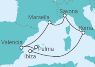 Itinerario del Crucero Italia, España, Francia - Costa Cruceros