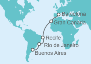 Itinerario del Crucero De Argentina a España - Costa Cruceros
