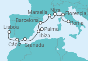 Itinerario del Crucero Italia, Francia, España - NCL Norwegian Cruise Line