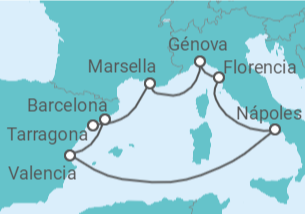 Itinerario del Crucero Francia, Italia, España TI - MSC Cruceros