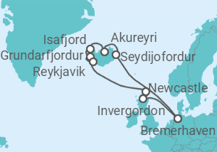 Itinerario del Crucero Islandia - Costa Cruceros
