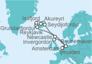 Itinerario del Crucero Leyendas de Islandia - Costa Cruceros