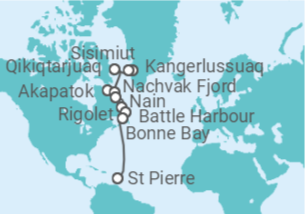 Itinerario del Crucero LE LYRIAL desde Kangerlussuaq - Ponant