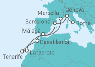 Itinerario del Crucero Italia, España, Marruecos - MSC Cruceros