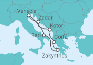 Itinerario del Crucero Italia, Montenegro, Grecia TI - MSC Cruceros