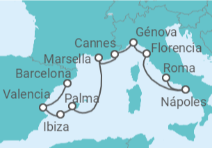 Itinerario del Crucero Desde Barcelona a Civitavecchia (Roma) - NCL Norwegian Cruise Line