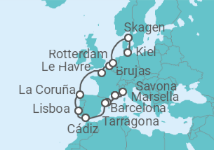 Itinerario del Crucero Desde Barcelona a Kiel (Alemania) - Costa Cruceros