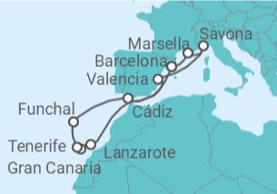 Itinerario del Crucero Islas Canarias - Costa Cruceros