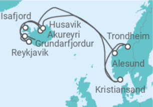 Itinerario del Crucero Noruega e Islandia - NCL Norwegian Cruise Line
