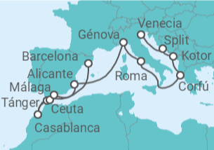 Itinerario del Crucero Desde Barcelona a Venecia - MSC Cruceros