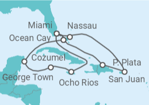 Itinerario del Crucero Jamaica, Islas Caimán, México, Estados Unidos (EE.UU.), Bahamas, Puerto Rico TI - MSC Cruceros