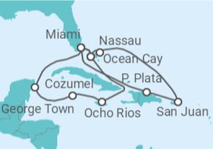 Itinerario del Crucero Jamaica, Islas Caimán, México, Estados Unidos (EE.UU.), Bahamas, Puerto Rico TI - MSC Cruceros