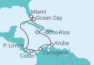 Itinerario del Crucero Jamaica, Aruba, Colombia, Panamá, Costa Rica TI - MSC Cruceros
