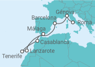 Itinerario del Crucero Italia, España, Marruecos - MSC Cruceros