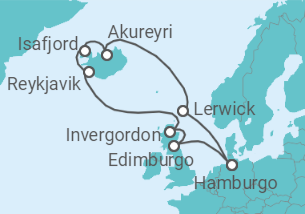 Itinerario del Crucero Reino Unido, Islandia - MSC Cruceros