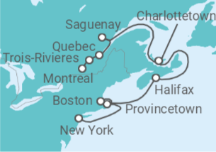 Itinerario del Crucero Desde Nueva York a Montreal (Canadá) - Seabourn