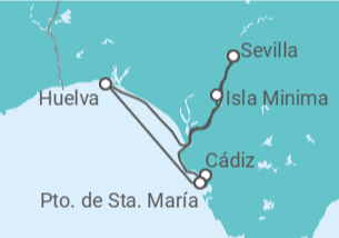 Itinerario del Crucero Sevilla, capital de Andalucía, Huelva, tras las huellas de Cristóbal Colón el inconfundible encanto - CroisiEurope