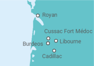 Itinerario del Crucero Crucero en Aquitania de Burdeos a Royan, el estuario de la Gironda, el Garona y Dordoña  - CroisiEurope