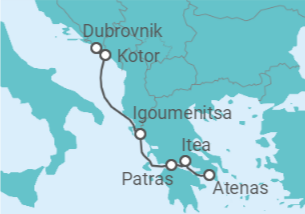 Itinerario del Crucero De Dubrovnik a Atenas Las bocas de Kotor, Meteora y el canal de Corinto - CroisiMer