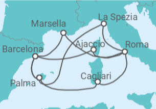 Itinerario del Crucero Italia, Francia, España - AIDA