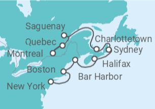 Itinerario del Crucero New-York, Canada y Nueva Inglaterra - desde Madrid - Princess Cruises