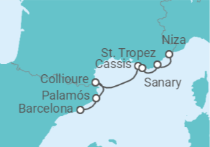 Itinerario del Crucero Delicia del Mediterráneo occidental - Seadream Yacht Club