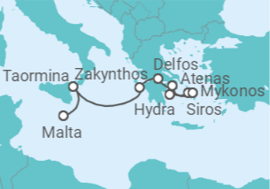Itinerario del Crucero Encantadoras Grecia, Sicilia y Malta - Seadream Yacht Club